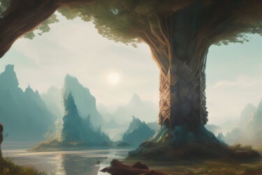 Digital Arts titled "The tree of destiny" by Zeyan Zyrus, Original Artwork, Digital Painting
