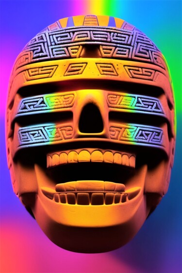 Digitale Kunst mit dem Titel "The colorful skull" von Zeyan Zyrus, Original-Kunstwerk, Digitale Malerei