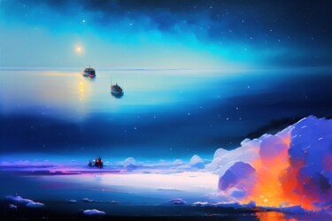 Digital Arts titled "The sea above" by Zeyan Zyrus, Original Artwork, Digital Painting