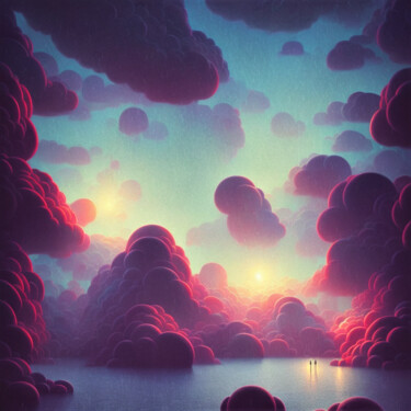 Digitale Kunst mit dem Titel "pink clouds" von Zeyan Zyrus, Original-Kunstwerk, Digitale Malerei