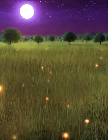Digital Arts titled "Fireflies" by Zeyan Zyrus, Original Artwork, Digital Painting