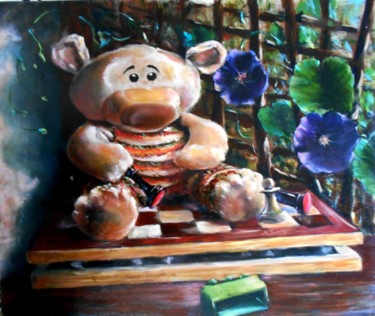 Картина под названием "МИШКА проиграл" - Eduardo, Подлинное произведение искусства, Масло
