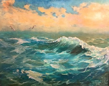 Картина под названием "морской пейзаж 82" - Eduardo, Подлинное произведение искусства, Масло Установлен на Деревянная рама д…