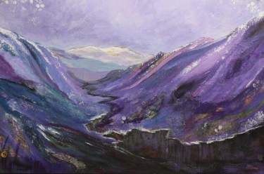Ζωγραφική με τίτλο "The Purple Mountains" από Galina Zimmatore, Αυθεντικά έργα τέχνης, Ακρυλικό