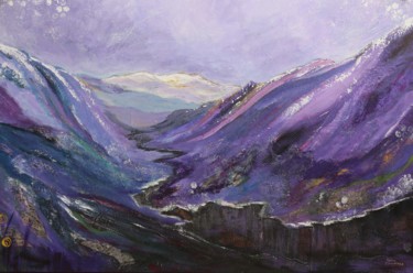 Malerei mit dem Titel "The Purple Mountains" von Galina Zimmatore, Original-Kunstwerk, Acryl