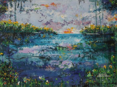 Painting titled "Spring in the Air" by Galina Zimmatore, Original Artwork, Acrylic