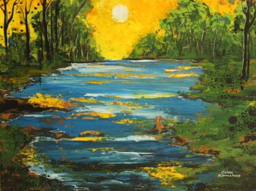 Peinture intitulée "Morning River" par Galina Zimmatore, Œuvre d'art originale, Acrylique