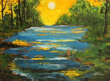 Pittura intitolato "Morning River" da Galina Zimmatore, Opera d'arte originale, Acrilico