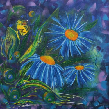 Painting titled "Glorious Summer Flo…" by Galina Zimmatore, Original Artwork, Oil Mounted on Wood Stretcher frame
