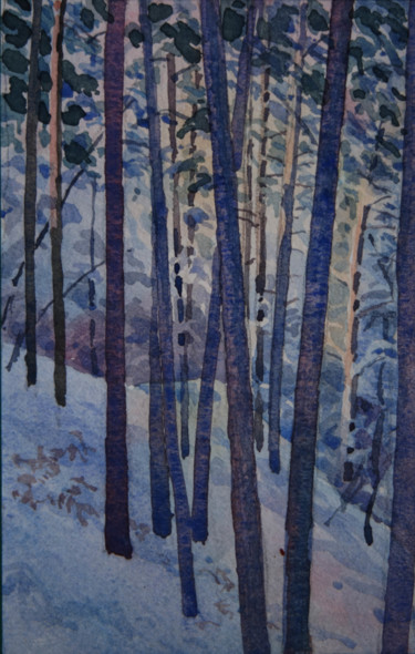 Картина под названием "В сосняке" - Александр Згурский, Подлинное произведение искусства, Акварель