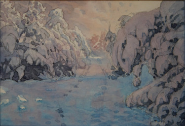 Картина под названием "Морозно" - Александр Згурский, Подлинное произведение искусства, Акварель