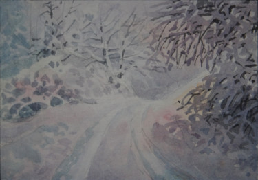Картина под названием "По снежку." - Александр Згурский, Подлинное произведение искусства, Акварель