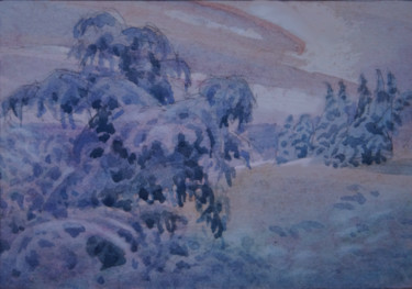 Картина под названием "Можжевельник." - Александр Згурский, Подлинное произведение искусства, Акварель