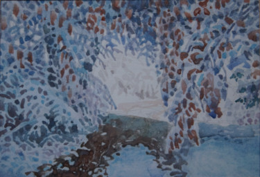 Картина под названием "Снежный тунель." - Александр Згурский, Подлинное произведение искусства, Акварель