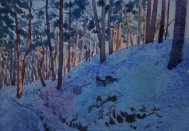 Картина под названием "Сосновый лес." - Александр Згурский, Подлинное произведение искусства, Акварель