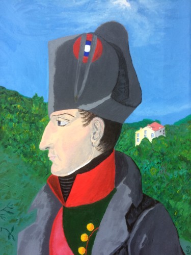 Painting titled "Наполеон на Корсике" by Serge Jagat, Original Artwork, Oil Mounted on Wood Stretcher frame