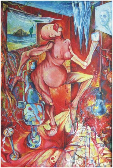 Painting titled "Зубная боль" by Riuzh, Original Artwork, Oil