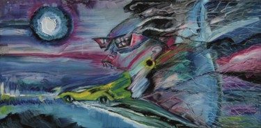 Картина под названием "Трасса" - Рюж, Подлинное произведение искусства, Масло