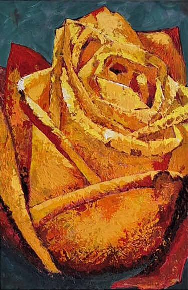 Malerei mit dem Titel "Roseburst" von Zhanar Khamitova, Original-Kunstwerk, Acryl