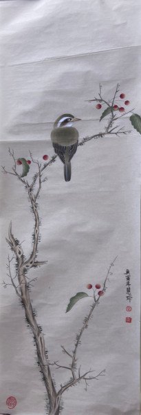 Peinture intitulée "Fall fruits" par Huizhen Zhang Zhang Hui Zhen, Œuvre d'art originale, Pigments