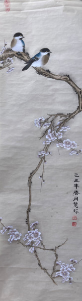 Malerei mit dem Titel "Pretty Friends" von Huizhen Zhang Zhang Hui Zhen, Original-Kunstwerk, Pigmente