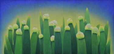 绘画 标题为“一片大葱花” 由张开溪, 原创艺术品, 油 安装在木质担架架上