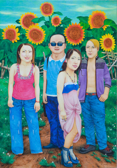 绘画 标题为“向阳花开了” 由张开溪, 原创艺术品, 油 安装在木质担架架上