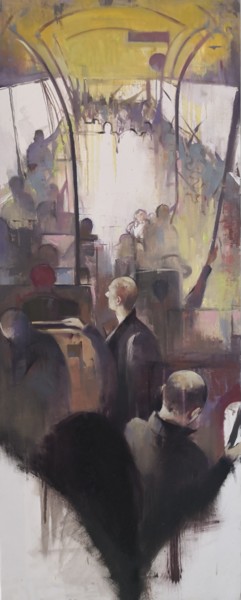 Painting titled "BUS" by Weixuan Zhang, Original Artwork, Oil