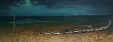 Painting titled "Sea with nobody" by Weixuan Zhang, Original Artwork, Oil