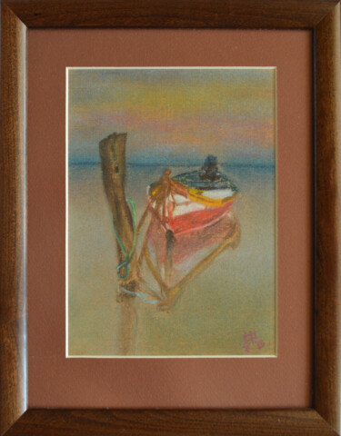 Malerei mit dem Titel "Boat. Silence" von Zhanna Fedosova, Original-Kunstwerk, Pastell