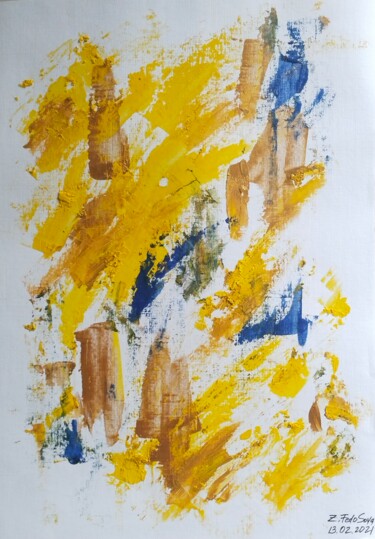 Painting titled "Golden City" by Zhanna Fedosova, Original Artwork, Acrylic