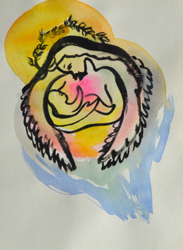 绘画 标题为“Winged embrace” 由Zhanna Fedosova, 原创艺术品, 水彩