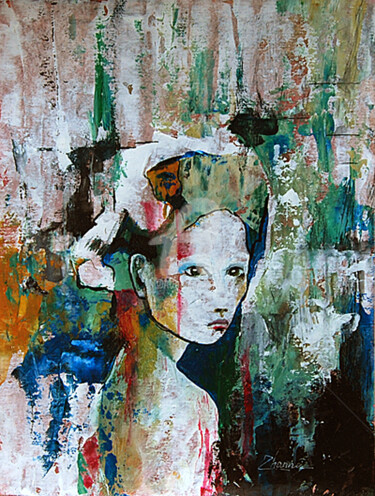 Pintura intitulada "MODERN ABSTRACT WOM…" por Zhanna Ilieva, Obras de arte originais, Acrílico