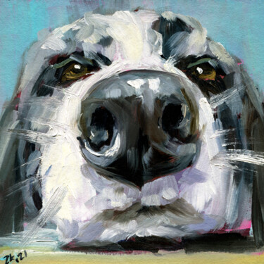 Painting titled "Dog Nose Painting M…" by Zhanna Kan, Original Artwork, Oil