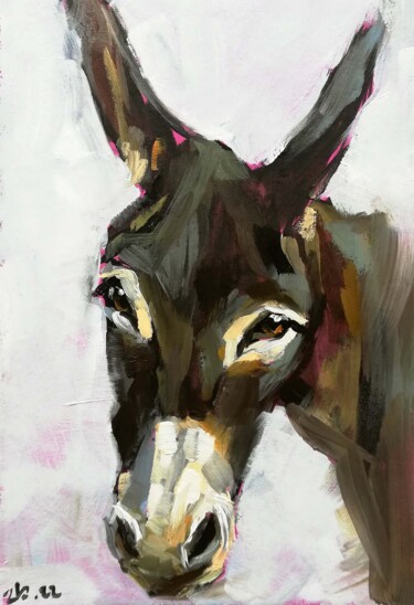 Peinture intitulée "Donkey Painting Far…" par Zhanna Kan, Œuvre d'art originale, Huile