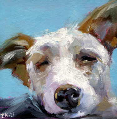 Pintura titulada "Sleeping Dog Painti…" por Zhanna Kan, Obra de arte original, Oleo