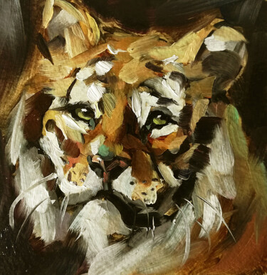 Malerei mit dem Titel "Tiger Painting Wild…" von Zhanna Kan, Original-Kunstwerk, Öl