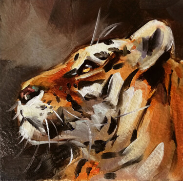Painting titled "Tiger Painting Anim…" by Zhanna Kan, Original Artwork, Oil
