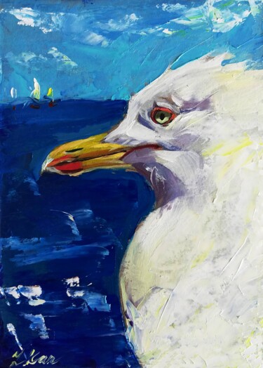 Painting titled "Seagull Painting Sh…" by Zhanna Kan, Original Artwork, Oil