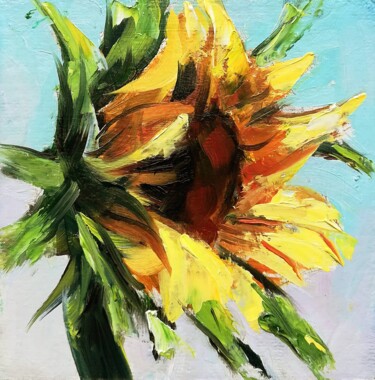 Malarstwo zatytułowany „Sunflower Painting…” autorstwa Zhanna Kan, Oryginalna praca, Olej