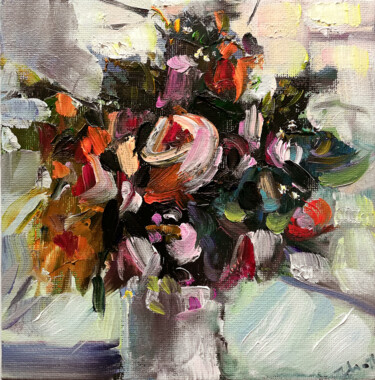 Картина под названием "Flowers Bouquet Pai…" - Zhanna Kan, Подлинное произведение искусства, Масло