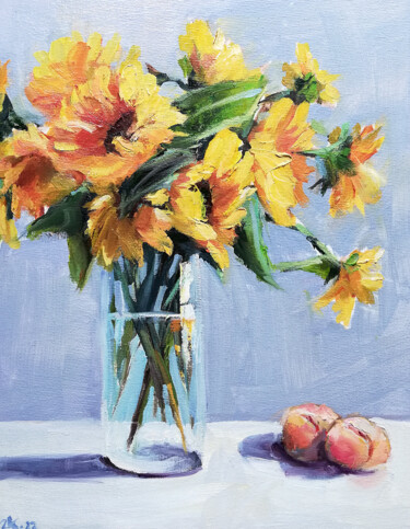 Pintura titulada "Sunflower Painting…" por Zhanna Kan, Obra de arte original, Oleo
