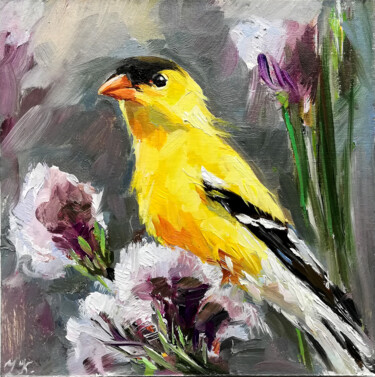 Painting titled "Goldfinch painting…" by Zhanna Kan, Original Artwork, Oil