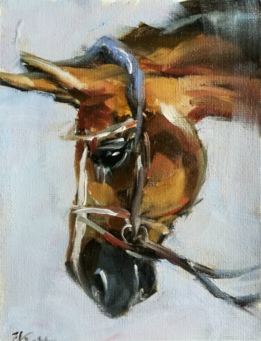 Painting titled "Horse Painting Anim…" by Zhanna Kan, Original Artwork, Oil