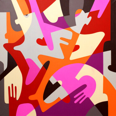 Картина под названием "Two hearts" - Zhanna Zharr, Подлинное произведение искусства, Акрил Установлен на Деревянная рама для…
