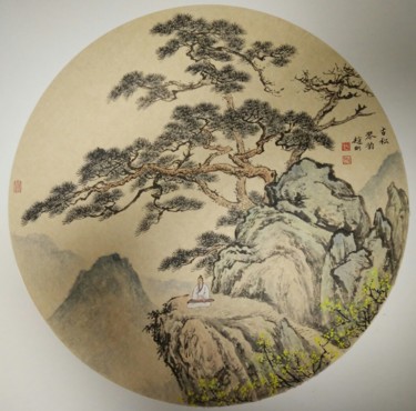 Schilderij getiteld "Rhyme under pine" door Gang Zhao Zhao Gang, Origineel Kunstwerk, pigmenten