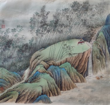 Malerei mit dem Titel "Seclusion in mound…" von Yimeng Zhao Zhao Yi Meng, Original-Kunstwerk, Pigmente