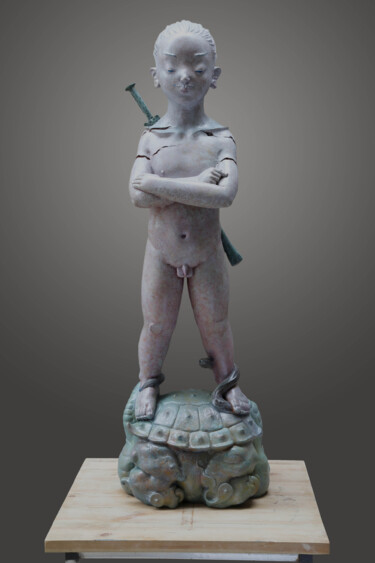 Skulptur mit dem Titel "侠风·混沌初破（Everything…" von Zhao Yongchang, Original-Kunstwerk, Bronze