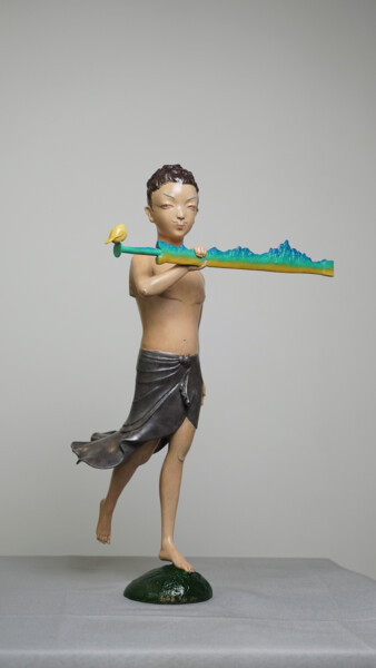 Sculpture intitulée "执山（缩小版）" par Zhao Yongchang, Œuvre d'art originale, Bronze