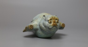 Sculpture intitulée "飞猫" par Zhao Yongchang, Œuvre d'art originale, Bronze